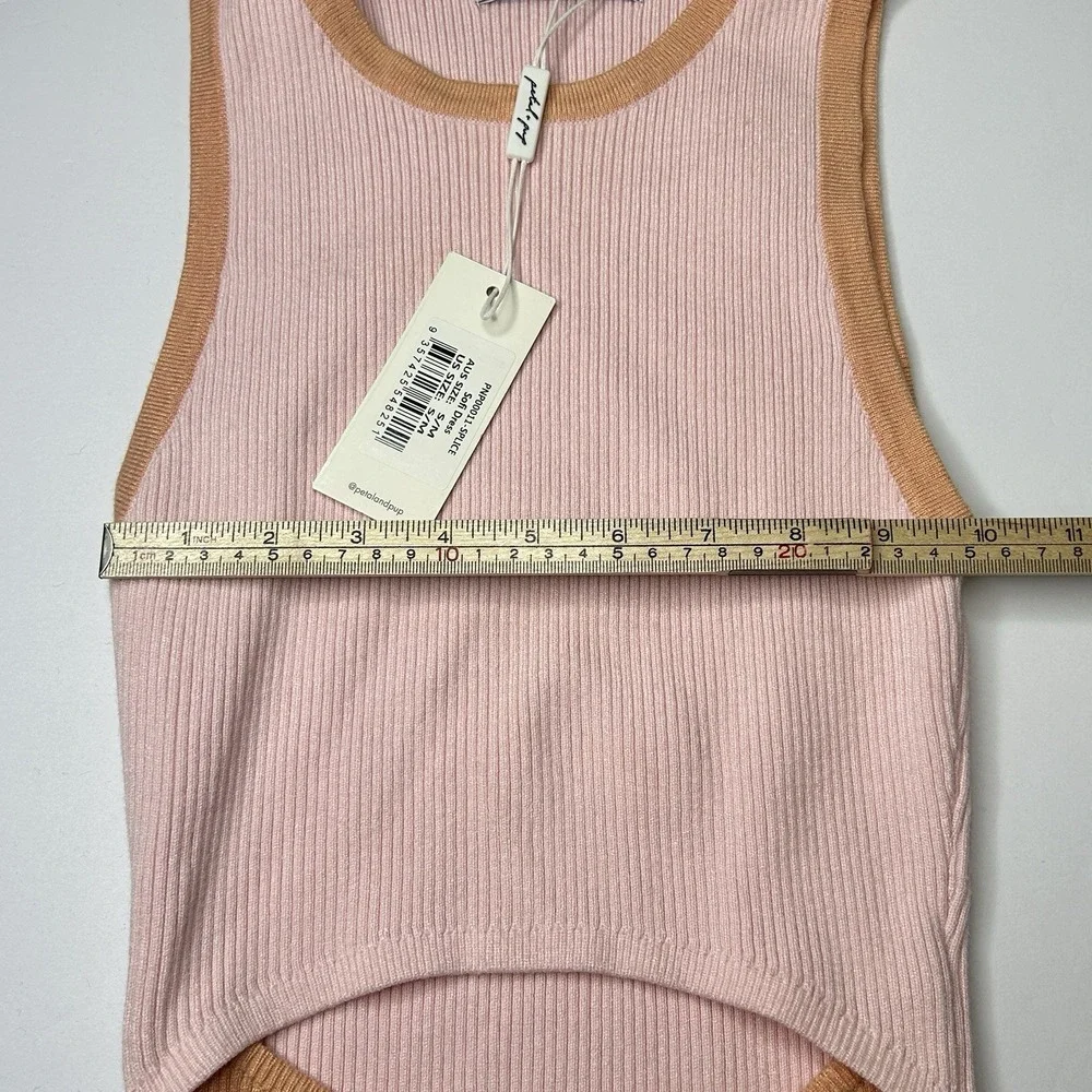 NWT Petal And Pup Sofi Bodycon Midi Dress Splice Women's Size S / M Pink Peach